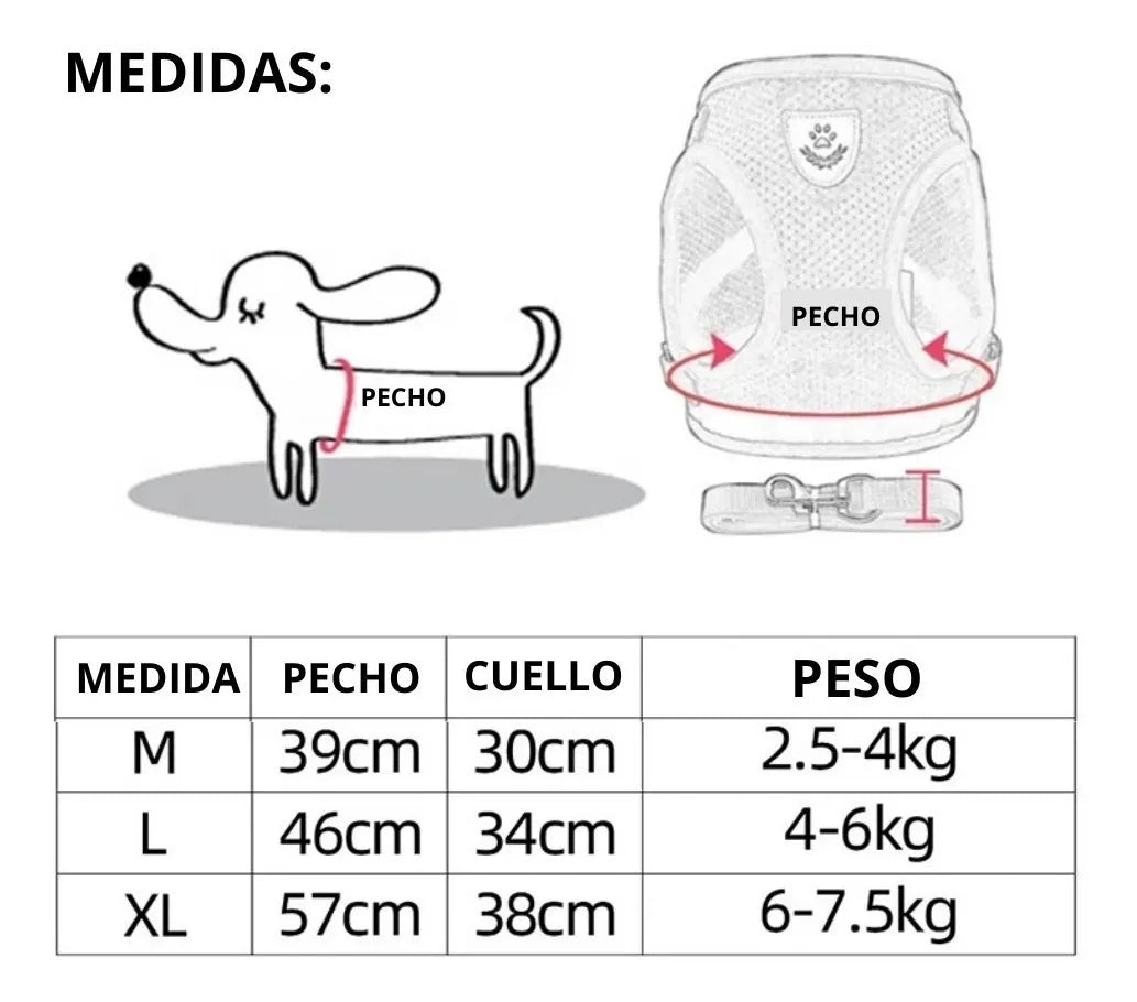 Arnes Pretal Pechera Para Mascotas Perros Gatos + Correa