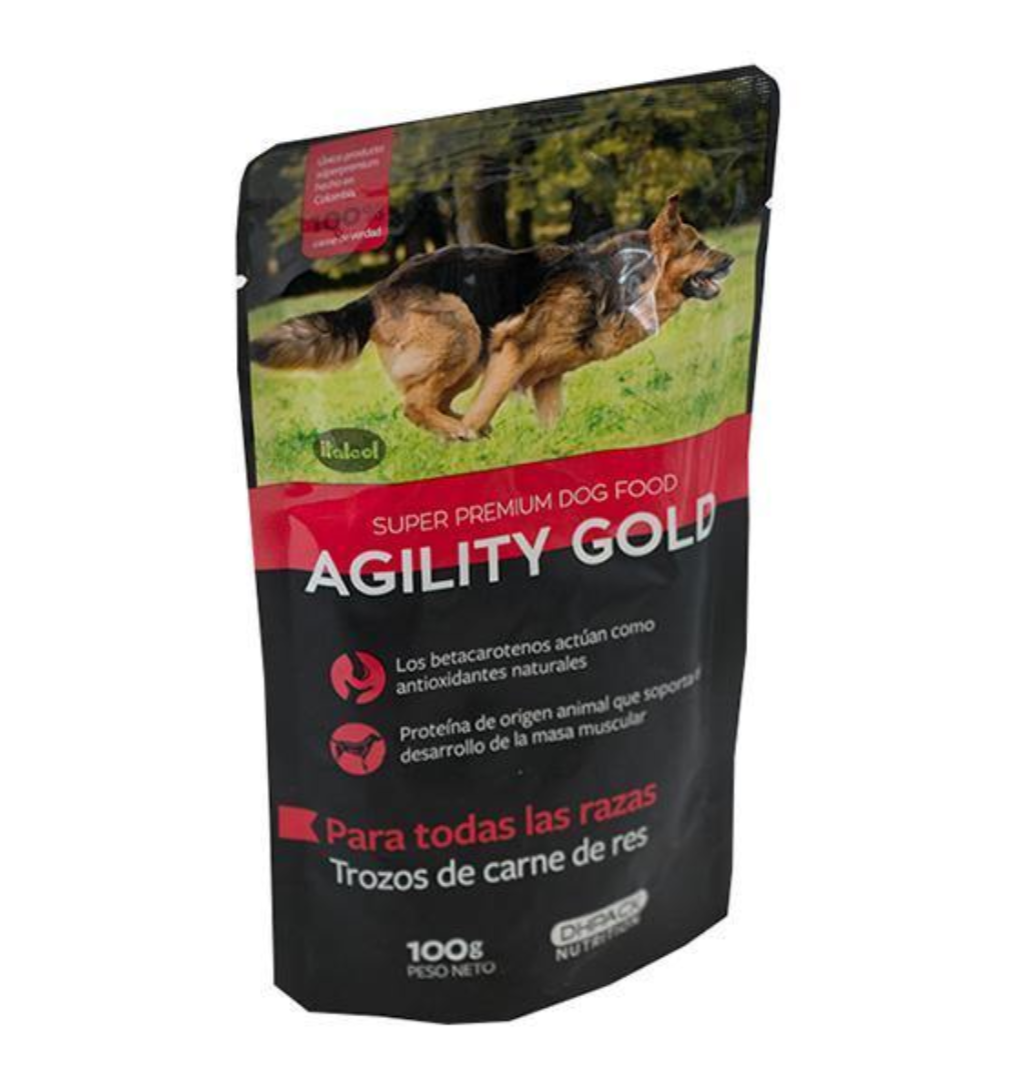 Agility Gold Perros Pouch De Trozos Carne De Res x 100 Gr