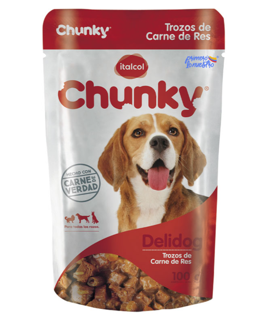 Chunky - Pouch Delidog Trozos De Carne De Res Adulto